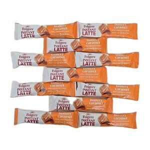 LOT OF 11 PACKETS Folgers Buttery Caramel Flavored Instant Latte 1.05 Ounce EACH